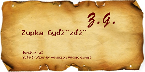Zupka Győző névjegykártya